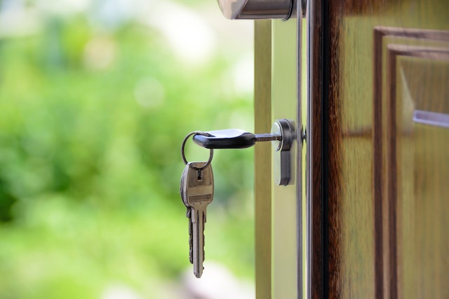 Key in an open door